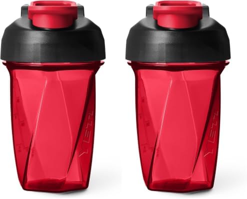 YETI Yonder Helimix Vortex Blender Shaker Bottle Holds up to 20oz | No Blending Ball or Whisk | USA Made | Portable Pre Workout Whey Protein Drink Shaker Cup | Dishwasher Safe, Rescue Red (Pack of 2) by YETI