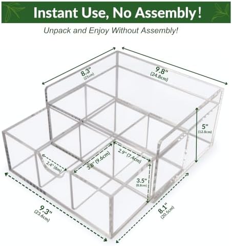 Heavy-Duty Acrylic Tea Station with 6-Compartment Drawer Organizer