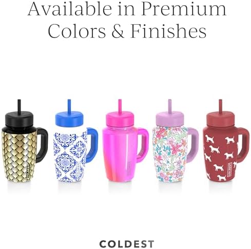 Coldest Tumbler with Handle and Coffee Lid - 100% Spill Proof Tumbler with Straw (3 Lids) - Stainless Steel Insulated Leakproof Tumblers for Women & Men - Cup Holder Friendly - 15 oz (Kissed Dream) - Image 5