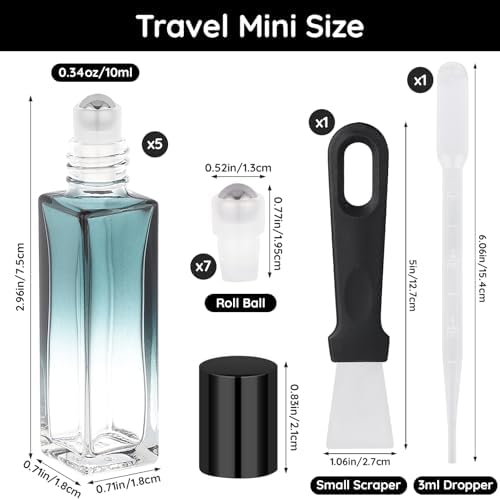 Segbeauty 0.34oz Glass Roller Bottles for Essential Oils, 5 Pack of 10ml Green Empty Rollerball Bottles for Oil, Anointing Oil Bottle for Travel Storage, Perfume Refill Bottle Travel Reusable - Image 2