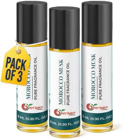 NY Spice Shop Morocco Musk Fragrance – Pack of 3 Artisan Fragrance Oil & Soft Floral Scent – Resinous Aroma Blend with Enduring Aroma Tone – Traditional Musk Perfume Oil for Personal Scent Collection by NYSpiceShop