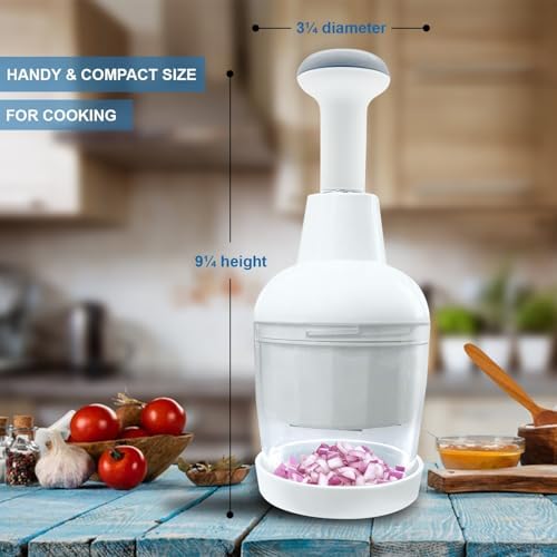Раｍᴘеᴦеԁ СҺеf Manual Food Chopper – Hand Vegetable Chopper, Onion Chopper, Garlic Chopper, Nuts Chopper, Food Dicer Mincer – Handheld Kitchen Tool for Salad Fruits Nuts, Dishwasher Safe, White - Image 2