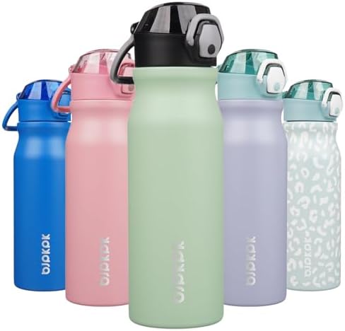BJPKPK 25 oz Insulated Water Bottle, Straw, Handle, Stainless Steel Flask by BJPKPK