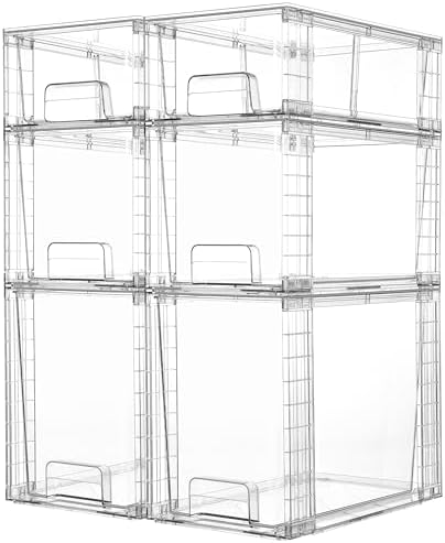 Clear Stackable Storage Drawers, 6 Pack Tall Organizer Set