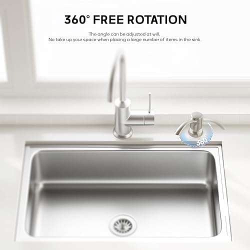 Built-in Kitchen Sink Soap Dispenser with Extension Tube Kit - Brushed Nickel Finish, Leak-Proof Design, No Top Refill Required (39" Tube)