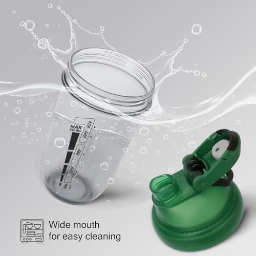 20 oz protein shaker bottle, TRITAN Plastic, BPA/BPS Free Whey Protein Drink Cups for Pre-Workout and Gym, Blender Shaker for Blending Protein Shakes, Overnight Oats and Smoothies (green) - Image 6