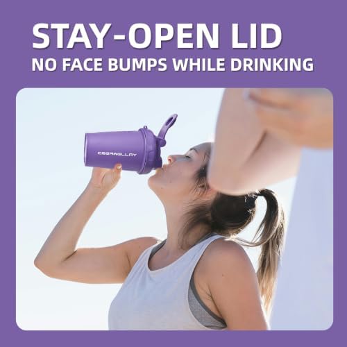 17oz Small Protein Shaker Bottle with Blending Ball Black&Purple - Image 5