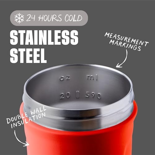 BlenderBottle Sport Flip Stainless Steel Shaker Bottle 24 oz Red - Image 3