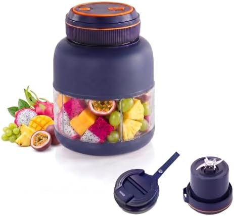 Portable Juicer Blender Cup with Dual Lid，Blue (800 mL) by Unknown