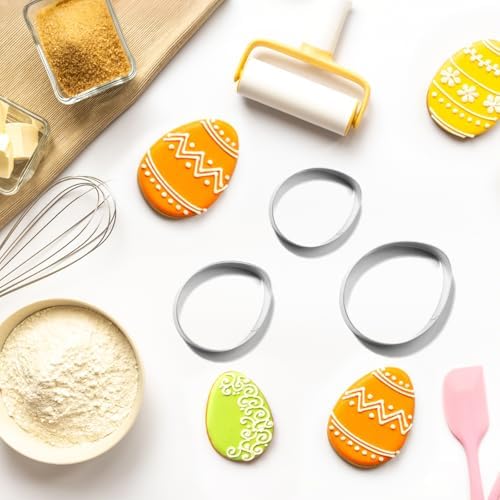 12 Pieces Easter Egg Cookie Cutter Set, Stainless Steel Egg Shaped Cookie Cutters, 3”, 4”, 5” - Image 7