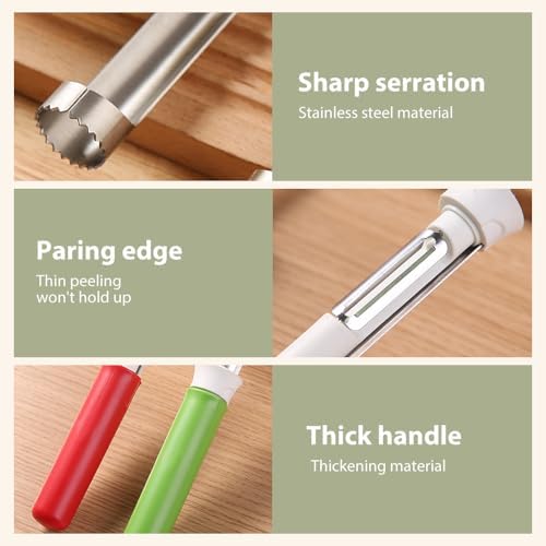 Apple 2-in-1 Stainless Steel Fruit Corer Tool for Vegetables, Tomatoes, Pears (Red, Green)