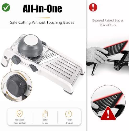 Mandoline Slicer for Kitchen-Finger Safe Track, Adjustable Vegetable Slicer