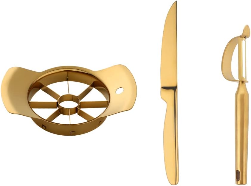 Durable Stainless Steel 3 Pieces Apple Cutter Set - Apple Cutter 8 Slices, Fruit Knife, Potato Apple Peeler Best Use For Fruits and Vegetables