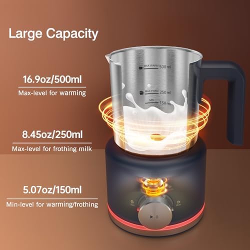SIMPLETASTE Milk Frother, 4 in 1 Electric Milk Steamer, 16.91oz/500ml Automatic Warm and Cold Foam Frother for Coffee, Latte, Macchiato, Cappuccino, Hot Chocolate, Easy to Clean - Image 6