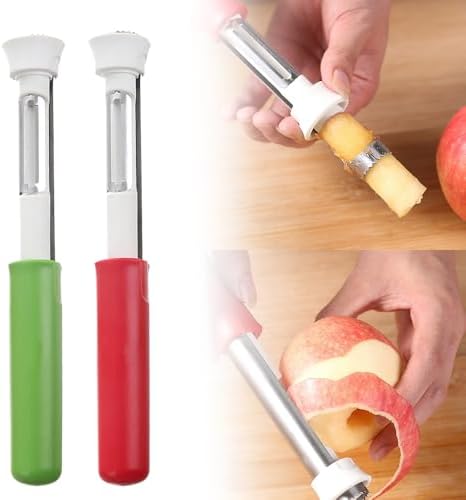 Apple 2-in-1 Stainless Steel Fruit Corer Tool for Vegetables, Tomatoes, Pears (Red, Green)