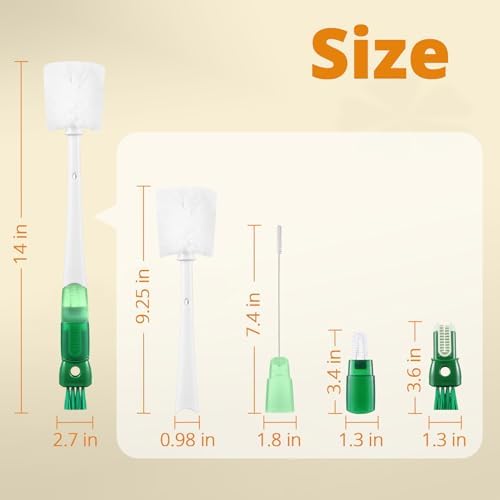 OUTXE 5 Pack Bottle Brush Set, 5-in-1 Multifunctional Water Bottle Cleaning Brush 2 Pack, with Nipple Brush, Detail Brush for Cup Lid Gap, 12" 10" 8" Straw Brush for Stanley Yeti - Image 6