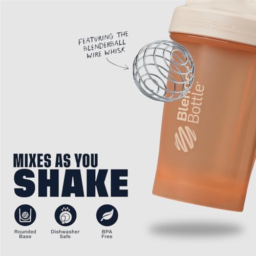 BlenderBottle Classic V2 Plastic Shaker Bottle 20 oz Peach - Image 3