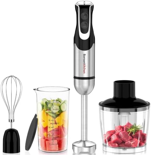 Immersion Blender with Food Processor,12 Speeds & Turbo Mode