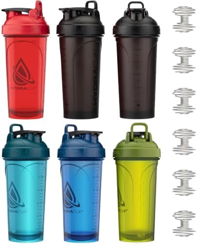 6 Pack 28oz Protein Shaker Bottles with Patented Carry Handle