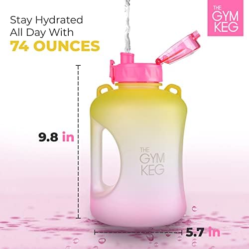 1 Gallon Water Bottle (128oz) I 3.78l Big Water Jug I 128 oz Sports Bottle with Straw and Motivational Time Markings I Large Reusable Bottle | BPA-Free Plastic I Leakproof