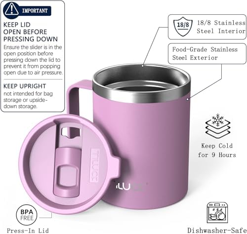TILUCK 12 oz Insulated Coffee Mug with Lid and Handle - Image 2