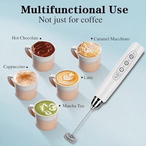 Milk Frother Wand Rechargeable Handheld Whisk Coffee 3 Speed Adjustable - Image 6
