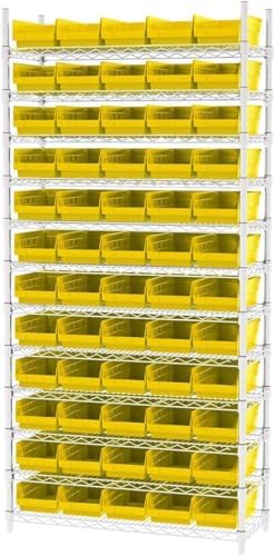 30130 Plastic Organizer and Storage Bins for Refrigerator, Kitchen, Cabinet, or Pantry Organization, 12-Inch x 6-Inch x 4-Inch, Yellow, 12-Pack