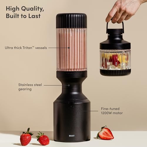 Beast Mega 1200 Plus Countertop Blender, XL Vessel, Carbon Black, 1200W - Image 2