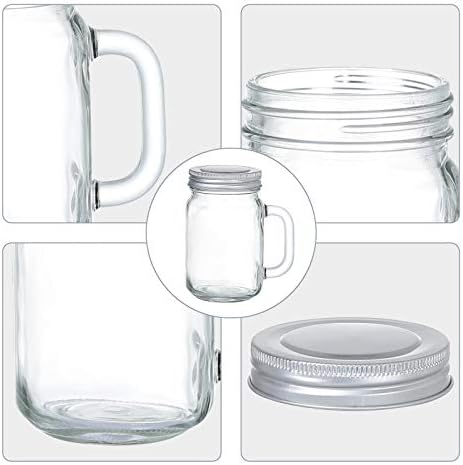8oz Mason Jar Mug with Handle and Golden Lids, Set of 12