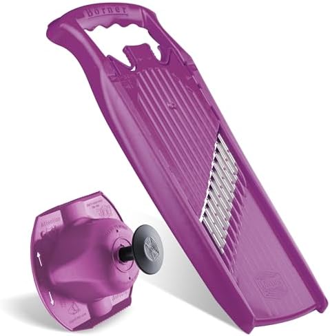 Börner by Reston Lloyd Wave-Waffle Power Line • Crinkle Cut/Spirelli Vegetable Slicer & Food Safety Holder • Slicer for Wave Waffle Cut Style • Multiple Thickness Options • Made in Germany, Purple by B%C3%B6rner