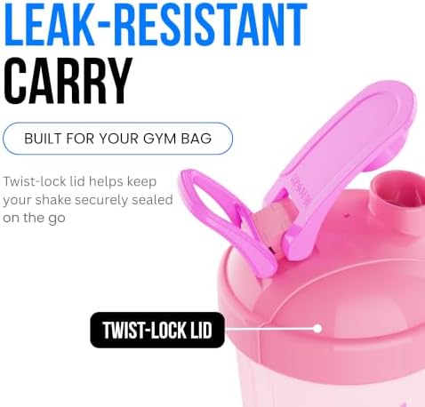VELOMIX 24oz Electric Protein Shaker Bottle for Protein Mixes, Pink - Image 4