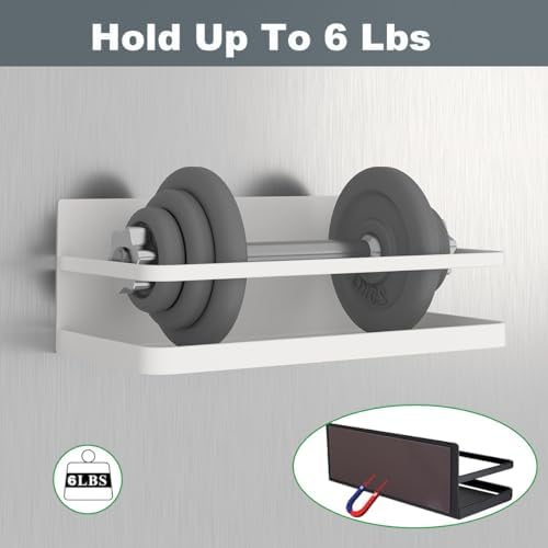 Magnetic Spice Rack Organizer Single Tier Refrigerator Spice Storage Shelf, Easy to Install The Side of The Refrigerator Can Hold spices, Jar of Olive Oil (White, 2 PACK)