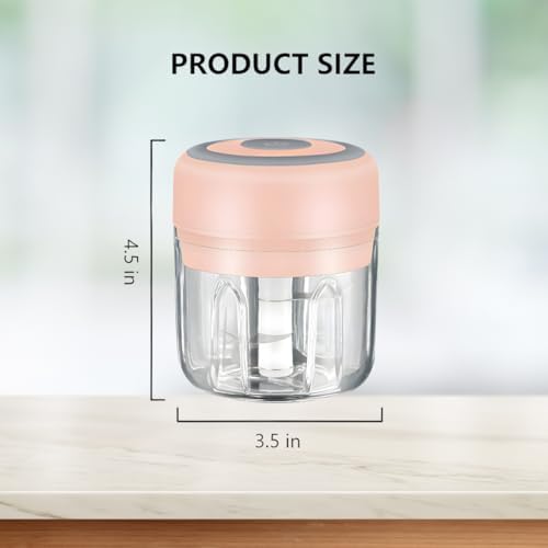 Electric Baby Food Maker & Garlic Chopper, USB Rechargeable Mini Processor, Easy Clean Design, 250ML (Pink) - Image 3