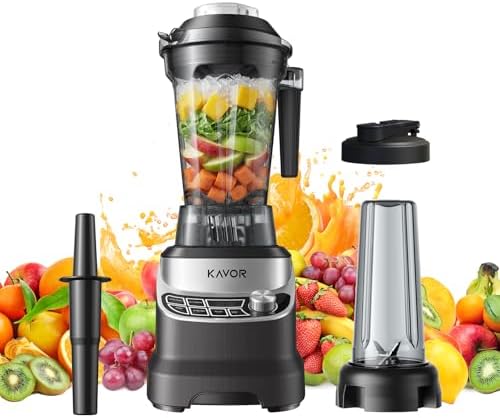2400W Peak Countertop Blender for Kitchen, 64oz Pitcher & 24oz Travel Cup by KAVOR