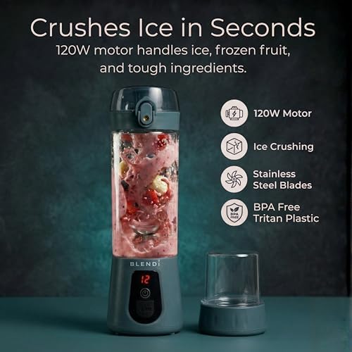 BLENDi Pro+ Portable Blender (New 2025 Model, 17.5oz, Gray) – Upgraded Ice Crushing 120W Motor, USB-C Rechargeable, Cordless Personal Blender for Smoothies & Shakes – BPA-Free,Travel-Friendly - Image 2