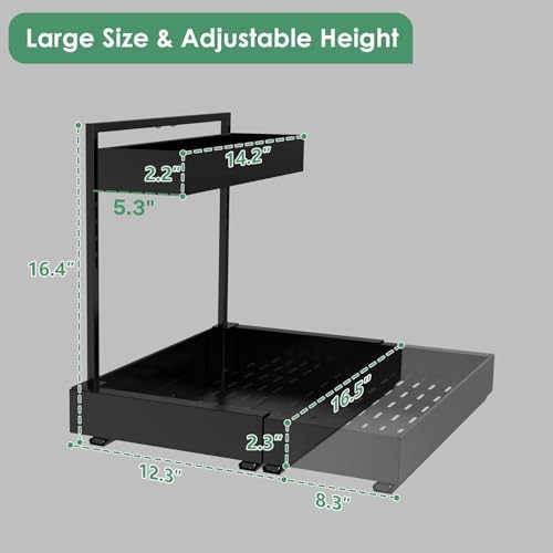 Under Sink Organizer, L-Shaped Pull Out Cabinet Rack for Kitchen