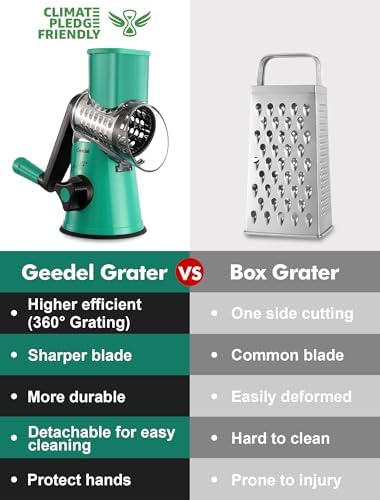 Geedel Rotary Cheese Grater Hand Crank, Cheese Shredder Vegetable Slicer - Image 6