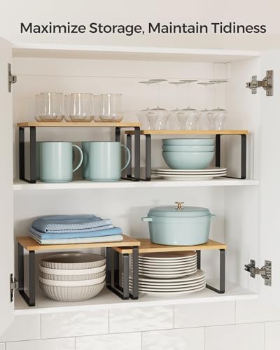 Cabinet Organizer Shelf, Set of 2 Spice Rack, Kitchen Storage