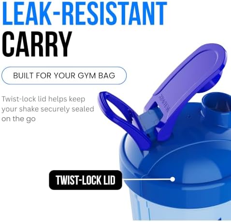 VELOMIX 24oz Electric Protein Shaker Bottle for Protein Mixes, Blue - Image 4