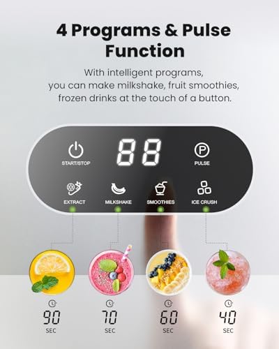 GDOR Smoothie Blender for Kitchen,1200W Glass blender with 5 Smart Programs - Image 4