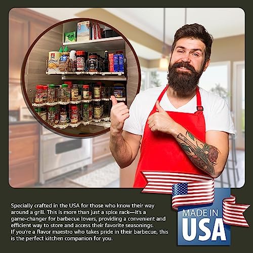 Cabinet Mounted Spice Rack Drawer - Pull Out Cabinet Organizer - Cupboard Organizers & Storage - Pantry Shelves - 30 Reg. Jars, 3 Drawers, 2 Tiers (6.9" W x 10.75" H x 10.6" D, Cream)