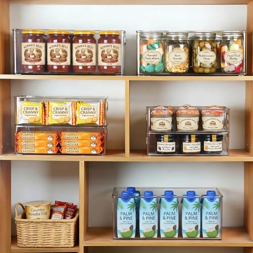 8 Pack Freezer Organizer Bins,Stackable,Clear Bins for Fridge,Pantry
