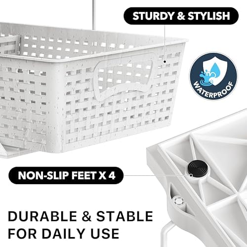 2 Tier Pull-Out Sliding Drawer Under Sink Storage, White