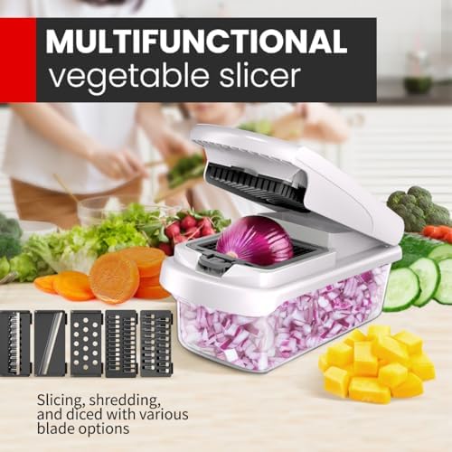 Multifunctional Vegetable Chopper and Slicer with 7 Blades Onion Dicer Food Cutter for Potato Carrot Garlic Fruit Salad Dicing Shredding Slicing - Image 5