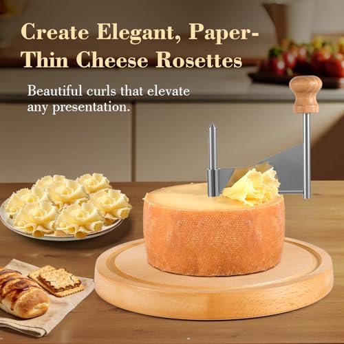Cheese Curler Wheel with Wooden Base Stainless Steel Blade - Image 2