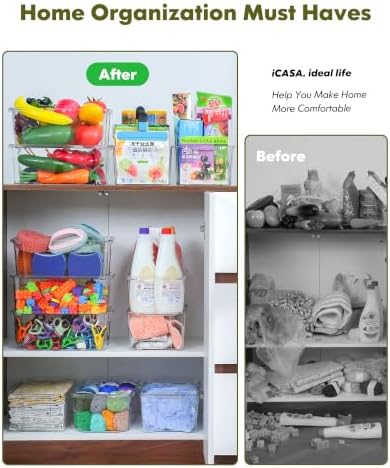 Stackable Clear Storage Bins for Refrigerator Pantry Fridge Organizer