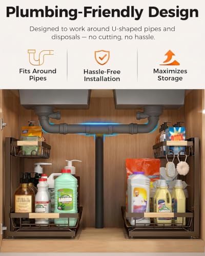2-Pack 2-Tier Height Adjustable Under Sink Organizer & Storage