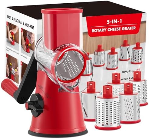 GDL Cheese Grater Hand Crank, Rotary Cheese shredder, Vegetable Slicer by GDL