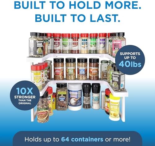 3.0 - Expandable 2 Tiered Spice Rack Organizer for Cabinet & Pantry - Kitchen Seasoning Organizer - Cabinet Spice Racks for Inside Cabinets ( Premium) - Home Organization