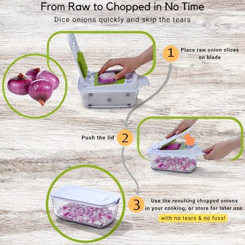 Brieftons QuickPush 8-Cup Push-Down Manual Vegetable Chopper & Food Dicer - Image 3